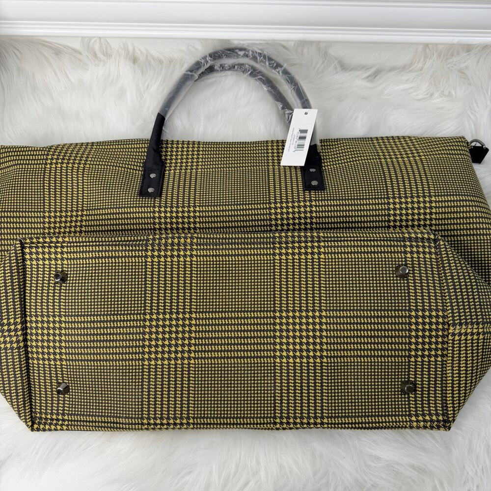 New Lulu Dharma Frasier Weekender Bag Yellow Plaid Large Travel Overnight Tote - Picture 9 of 12
